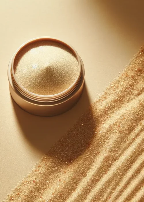 DALL·E 2024-05-30 11.53.56 – Minimalist image with elements of sand. The composition should focus on simplicity with clear representation of sand grains. Use warm golden and beige DALL·E 2024-05-30 11.53.56 - Minimalist image with elements of sand. The composition should focus on simplicity with clear representation of sand grains. Use warm golden and beige