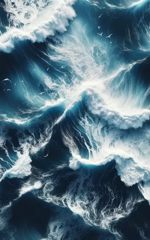 DALL·E 2024-05-30 12.02.31 – Minimalist top-down view of a turbulent sea, with waves and currents stirred by strong wind. Focus on simplicity with clean lines and a few key elemen DALL·E 2024-05-30 12.02.31 - Minimalist top-down view of a turbulent sea, with waves and currents stirred by strong wind. Focus on simplicity with clean lines and a few key elemen